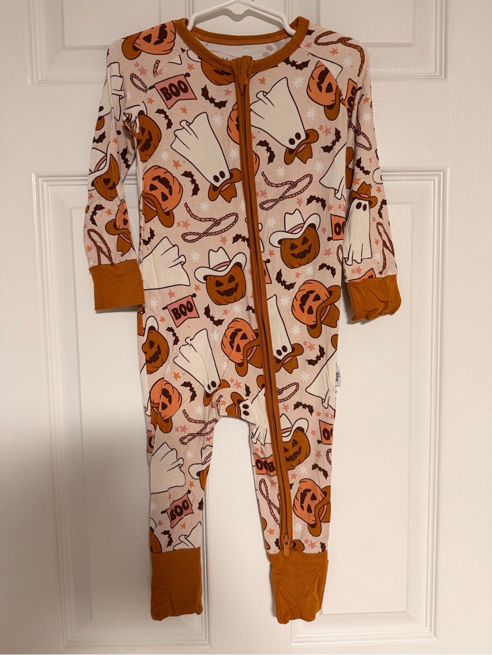 Cowboy/Western Ghost & Pumpkin One-Piece Zipper Bamboo Pajamas